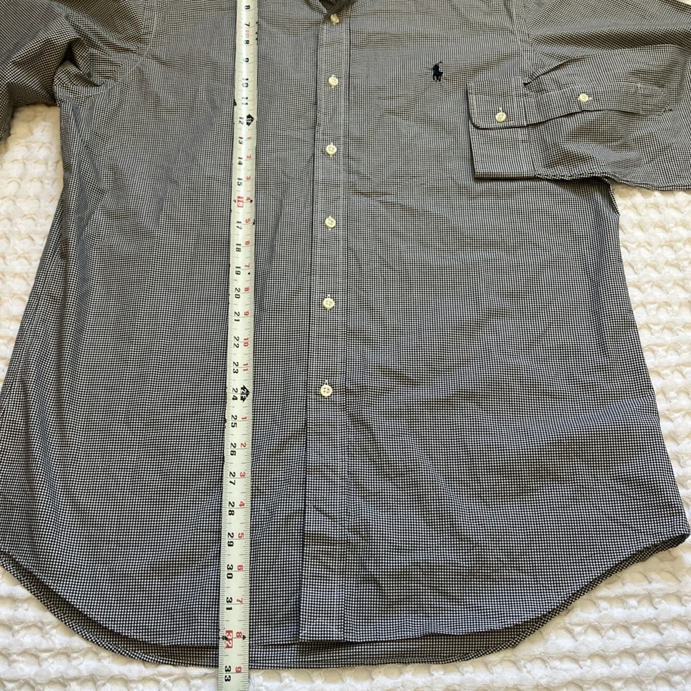 Ralph Lauren Shirt Men Large 100% Cotton Black White Check Long Sleeve Button Up - Picture 4 of 7